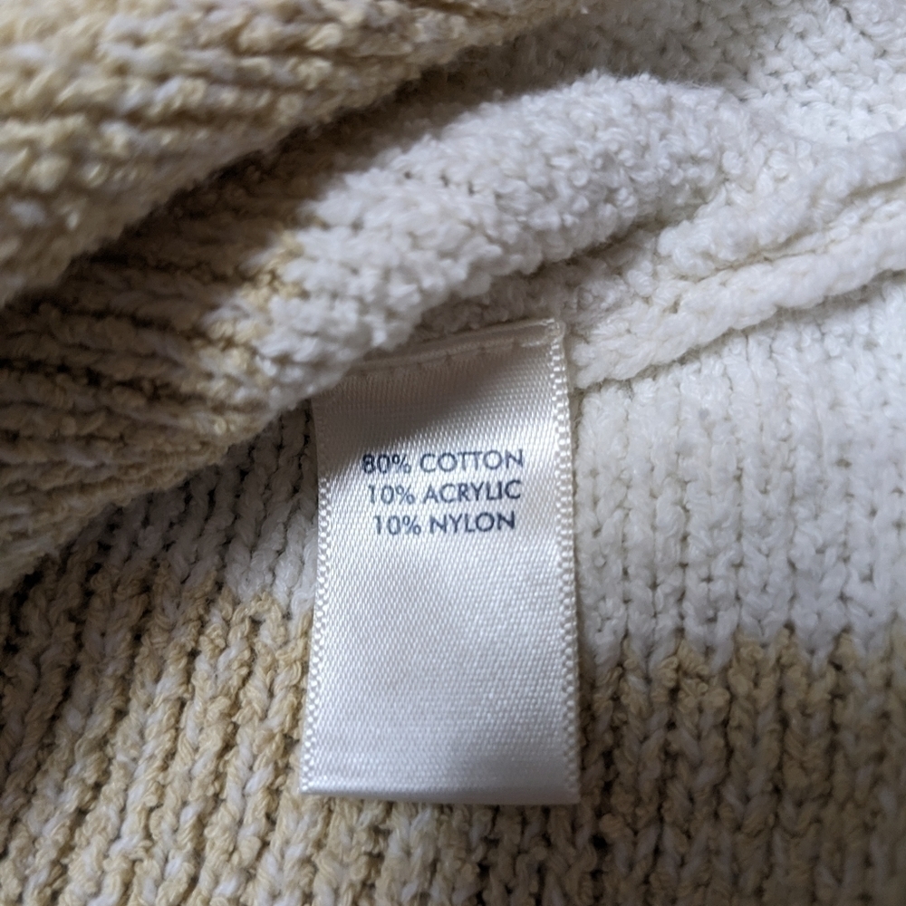 BKE Sweater Women's Small Cream Yellow Striped Knit Boxy Textured Pullover  - Picture 5 of 7